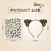 Cheetah Ears Headband with Gold Temporary Tattoos Leopard Costume Accessories Halloween Cat Cosplay Party Supplies