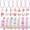 Faburo 21pcs Kids Jewelry for Girls -7 Necklaces, 7 Rings, 7 Bracelets, Little Girls Jewelry Kids Mermaid Necklace Rings for girls, Toddler Jewelry Necklace Birthday Christmas Gift Age 3 4 6 8