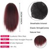 10inch Short Kinky Straight Ponytail Afro Clip in Hair Extensions Ponytail Warp Around Natural Puffing Ponytail (Black to Burgundy)