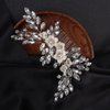 BERYUAN Bridal White Flower Silver Crystal Rhinestone Hair Comb for Bride Bridesmaid Sliding side Headpieces Wedding Hair Accessories for Women and Girls (Silver)