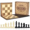 AMEROUS Upgraded Weighted Chess Pieces with 3.0 Inch King/Extra Bonus Folding Portable 15 inch Chess Board / 2 Extra Queens / 2 Storage Bag for Chessmen/Chess Board Game for Beginner