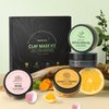 4 Pcs Clay Facial Mask Gift Set - Turmeric, Vitamin C, Green Tea, Dead Sea Mud, and Rose Clay for Deep Cleansing, Moisturizing, and Refining Pores - 240g