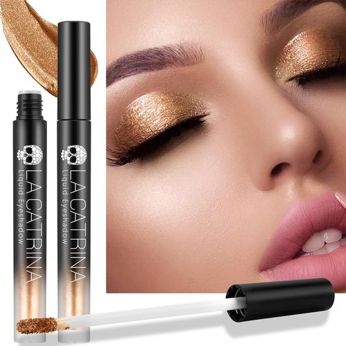 Champagne Liquid Eyeshadow Sparking, Glitter Metallic Nude Golden Liquid Eyeshadow Gel, High-impact Multi-dimensional Finish, One Swipe Coverrage, No Transfer, No Fading, Vegan & Cruelty-Free, #2