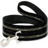 Dog Leash Barracuda Script Stripe Monogram Black Gray Olive Silver 4 Feet Long 1.5 Inch Wide