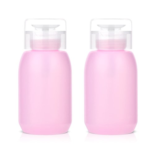 MEKK Acetone Pump Dispenser,Push Down Pump Dispenser Empty Alcohol Dispenser Push Down Nail Polish Remover Pump One-Touch Pump Bottle Dispenser for Nail Polish & Makeup Remover 2 Pack 200ML(6.8oz)