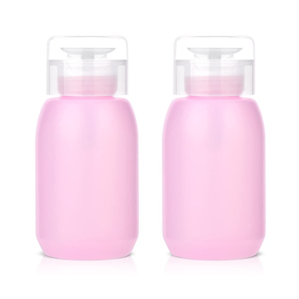 MEKK Acetone Pump Dispenser,Push Down Pump Dispenser Empty Alcohol Dispenser Push Down Nail Polish Remover Pump One-Touch Pump Bottle Dispenser for Nail Polish & Makeup Remover 2 Pack 200ML(6.8oz)