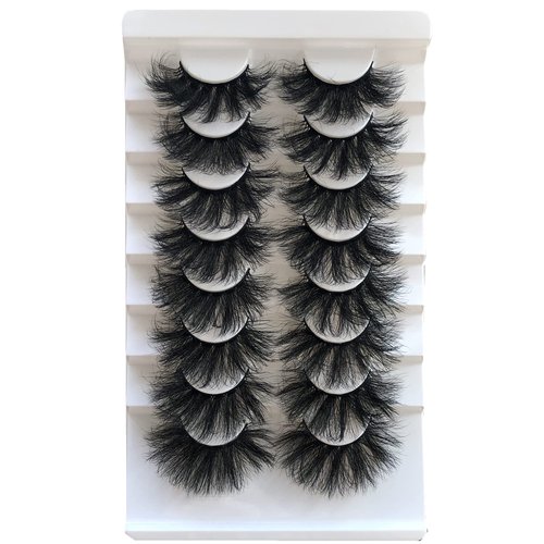 Gmagictobo False Eyelashes 20MM Fluffy Lashes Dramatic 3D Faux Mink Lashes Wispy Eyelashes Long Thick Volume 8 Pairs Soft Handmade Strip Eye Lashes Pack