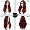 Sallcks Black Red Wig for Women Long Wavy Wig Highlights Layered Silky Middle Part 2 Tone Synthetic Cosplay Costume Wigs