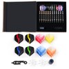 Rose Kuli Professional Steel Tip Darts Set - 24 Grams and 26 Grams Metal Barrels with 20 Flights Standard/Slim, 12 Aluminum Shafts, 12 O-Rings, Dart Tool, Dart Sharpener and Case