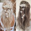 5 PCS Bridal Flower Wedding Hair Pins Crystal Pearl Hair Clips Headpiece Gold Wedding Hair Accessories Jewelry with Rhinestone for Brides Bridesmaids Women Girls Updo (Pure White Flower)
