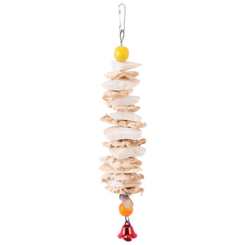 Bird Cuttlebone Cuttlefish Bones with Bell Beak Stone Parrot Beak Desalting Toy Cuddle Bone Pet Training Chew Molar Toy Hanging 25CM