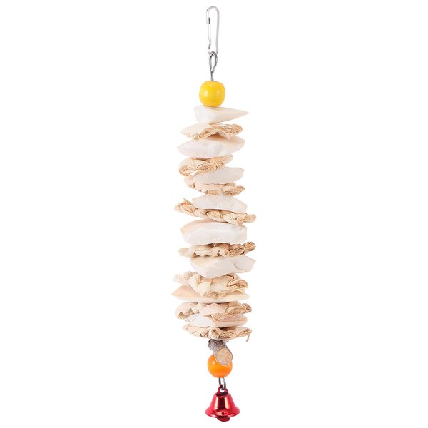 Bird Cuttlebone Cuttlefish Bones with Bell Beak Stone Parrot Beak Desalting Toy Cuddle Bone Pet Training Chew Molar Toy Hanging 25CM