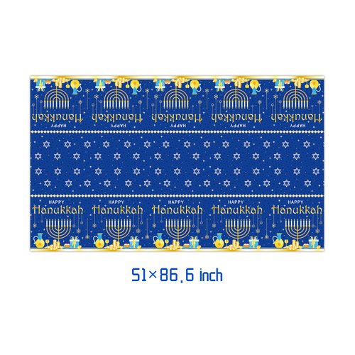 Frerand 2Pcs Hanukkah Rectangle Tablecloths for Birthday Party Supplies,Disposable Table Cover for Hanukkah Party Decorations Rectangle Tables 87"X51",2 Pack