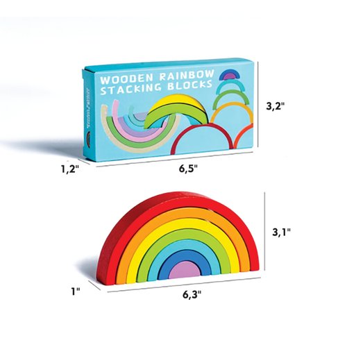 Wooden Rainbow, Stacking Learning Toy for Kids Toddlers Baby, 7 Pieces Bright Colors Rainbow, Building Blocks Game. Rainbow Arch Puzzle Tunnel. Rainbow Stacker Puzzle. Rainbow Toy.