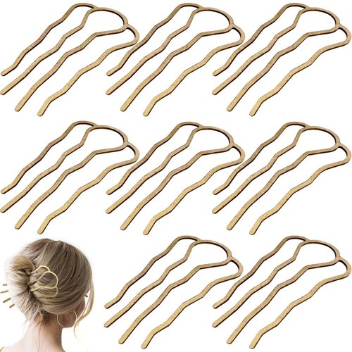 Hair Accessories Set for Women - 8 Pack Hairpins, U-Shaped Sticks for Wedding Buns, Bronze French Pins for Hairstyling