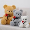 Wgxzyq 12 inch Teddy Bear Stuffed Animal with Rose, Soft Cuddly Stuffed Plush Bear, Gifts for Kids Baby Toddlers on Baby Shower, Valentine's Day (Pink)