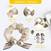 Pearl Hair Ties, UNLONLEG 6Pcs Rabbit Bunny Ear Scrunchies, Fabric Rubber Band Bow Hair Ties, Pearl Bow Hair Scrunchies for Women Bow Ponytail Holder Hair Accessories for Girls(B#)