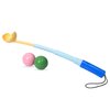 The Dodo Telescoping Ball Launcher Dog Toy with 2 Rubber Balls; Collapsible Fetching Dog Ball Toy, 9in Total Length; Dog Ball Thrower in Blue and Yellow, Portable
