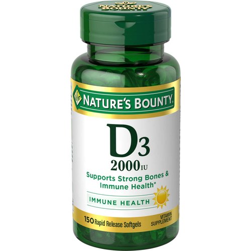 Nature&#39;s Bounty Vitamin D, Supports Immune Health &amp; Bone Health, 2000IU Vitamin D3, 150 Softgels ...