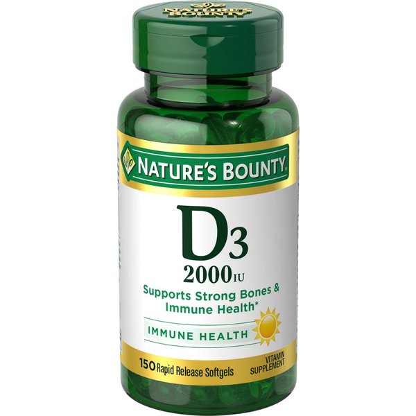 Nature's Bounty Vitamin D, Supports Immune Health & Bone Health, 2000IU Vitamin D3, 150 Softgels ,150 Count (Pack of 1)