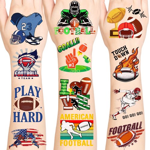 96 PCS Football Temporary Tattoos, Sports Tattoos, Football Party Favors, Football Birthday Decoration, Football Stocking Stuffers Goodie Bag, Football Gifts Accessories for Boys Men