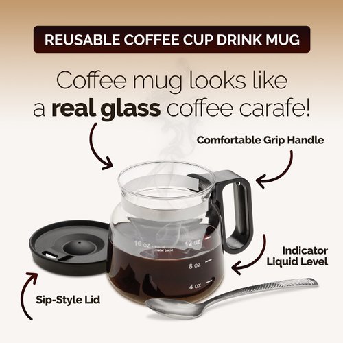 Unique Coffee Mugs for Men and Women - 16 oz Coffee Pot Mug, Funny Coffee Cup for Coffee Lovers. Cute Novelty Flat Bottom Coffee Mug With Handle. Coffee Gifts For Co-workers, Friends, Birthdays, More