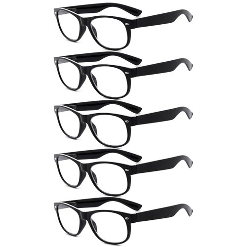 Eyekepper Classic 80's Reading Glasses for Women 5 Pairs Black Frame Readers +0.75