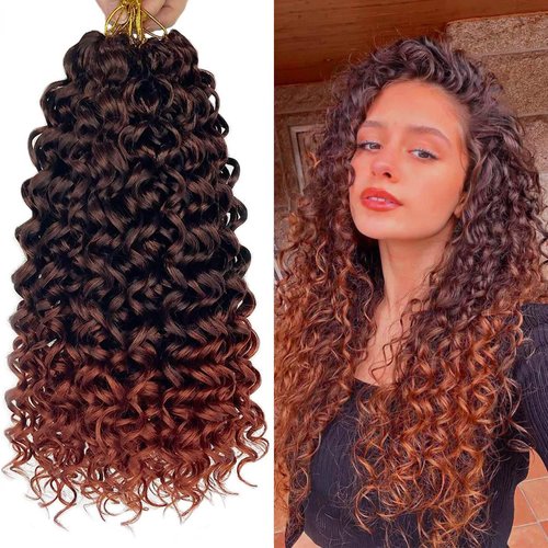 GoGo Curl Crochet Hair 12Inch 7Packs Deep Wave Synthetic Braiding Hair Extensions Curly Crotchet Hair for Black Women (12 Inch (Pack of 7), 1B/350#)
