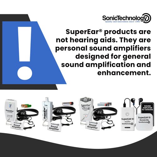 SuperEar Model SE9000HP for Seniors - Hearing Amplifiers for Seniors & Elderly, Super Ear Personal Sound Amplifier, Sound Amplifier Listening Device & Audio Accessories in 50dB Ambient Sounds Increase