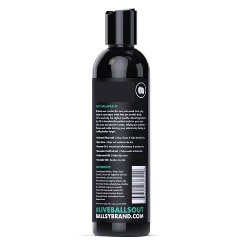 Ballsy Ballwash Charcoal Body Wash for Men - Moisturizing Men’s Bodywash with Coconut Oil – Soap for Men & Great for your Most Intimate Areas, 8oz