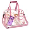 MOFASVIGI Clear Bag Stadium Approved, Waterproof Transparent See Through Tote Bag for Work, Sports Games,Concerts -12 x12 x6 (Pink)