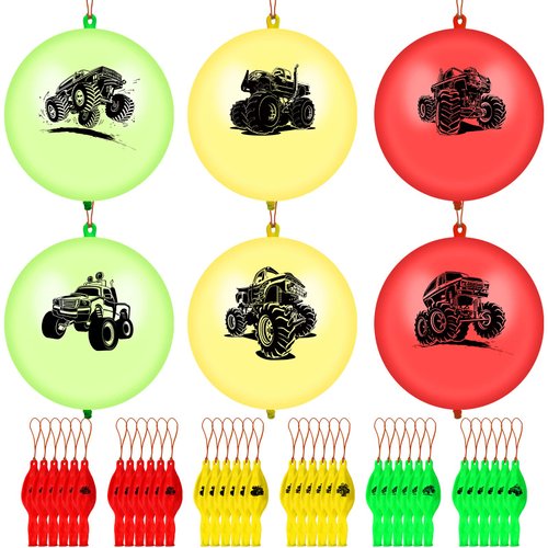 36 Pcs Truck Party Favor Truck Punch Balloons Colorful Punching Balloons with Rubber Bands Punch Ball Birthday Party Favors Punching Balls for Fun Games Truck Party Supplies Goodie Bag Fillers