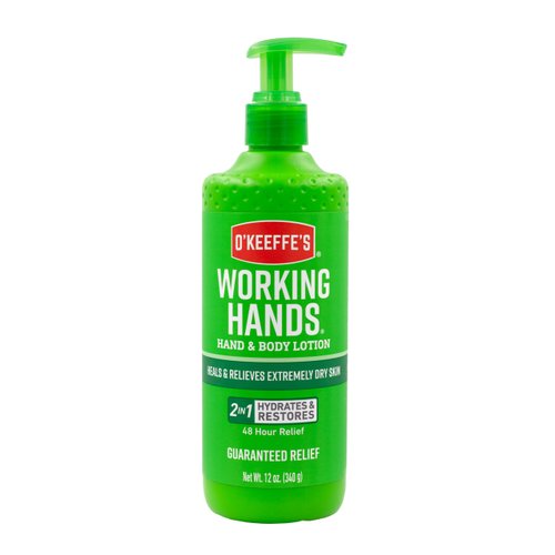 O'Keeffe's Working Hands Hand and Body Lotion, 12oz Pump (Pack of 1) - Heals and Relieves Extremely Dry Skin