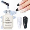 beetles Gel Polish Glitter Top coat Gel Polish 15ml Reflective Silver Mix Glitter Shiny Gel Nail Polish No Wipe Uv Gel Top Coat Nail Decoration Nail Art Sparkle Manicure DIY Home Salon