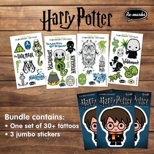 Re-marks Harry Potter Temporary Tattoos + Jumbo Stickers (Dark Arts) for All Ages