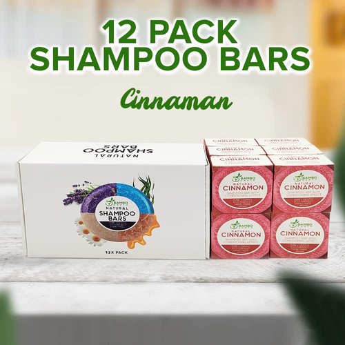 Solid Shampoo Bar And Conditioner Effect Hair Soap – 12 Pack Natural Shampoo Bars For Hair With Plant Based Essential Oils And Eco Friendly Zero Waste Biodegradable Packaging (Cinnamon Pack Of 12)