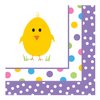 Creative Converting 16 Count Paper Chick Celebration Beverage Napkins, White/Yellow/Purple