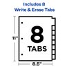 Avery 8-Tab Binder Dividers, Write & Erase White Big Tabs, 1 Set (23078)