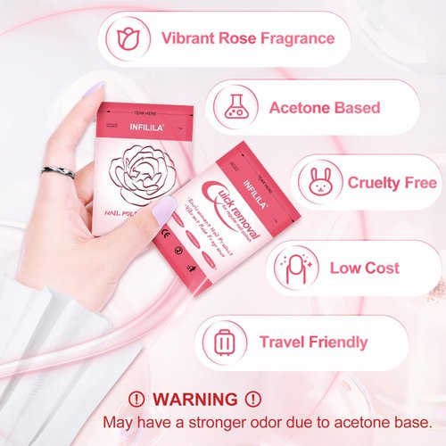 NXJ INFILILA Nail Polish Remover Pads, Nail Polish Remover Wipes, 50PCS Quick Nail Polish Remover Wipes, Individually Wrapped Nail Polish Remover Wet Wipes for Removing Nail Polish
