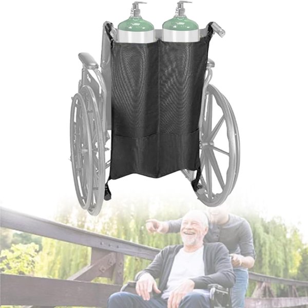 Mediss Wheelchair Oxygen Cylinder Bag - O2 Tank Carrier Backpack Holder for D and E Cylinders Bottle, Dual and Portable