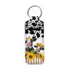 ENLACHIC Cute Print Chapstick Keychain Holder Lip Balm Holder Sleeve Pouch Lipstick Holder Keychains for Women Girls,Cow Sunflower