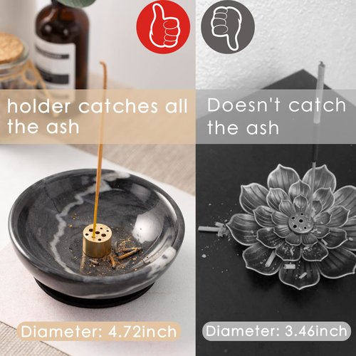 Fasolahome Incense Holder, Beautiful Natural Marble Incense Burner for Meditation, 9 Incense Holes Suitable for Most Incense Types (Black)
