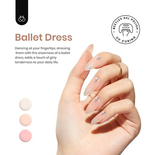 Beetles Jelly Gel Nail Polish Set, 6 Colors Ballet Dress Milky White Sheer Pink Nude Transparent Soak Off Uv Diy Manicure Kit for Women