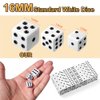 100 Pieces White Dice Set, 16MM Standard Game Dices, Opaque Six-Sided Dice with Pouch, Black Dot Bulk White Dice for Group Event, Board Games, Classroom Math