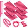 60 Flexi Rods Hair Curlers Set for Women & Girls - Flexible No Heat Rollers for Long and Short Hair, Twist Curls (Pink, 0.3 x 7 Inch)