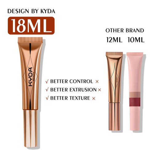 KYDA Highlighter Beauty Wand, Face Illuminator with Cushion Applicator, Natural Glossy Finish, Silky Smooth Cream, Face Highlighter Bronzer Makeup, Lightweight Blendable-Golden