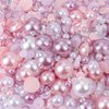 Flatback Pearls Rhinestones for Craft 30g 1400Pcs (2-10mm) Half Round Resin AB Color Rhinestones Pearls for Nail Art Face Body Tumblers-Pink,White