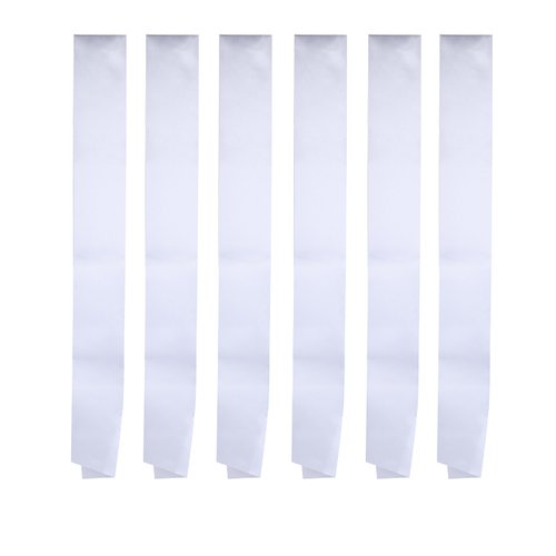I-MART Blank Satin Sash, Princess, Beauty Queen, Homecoming, Winner, Mayor, Make Your Own Pins, Party Plain Pageant Sashes (Pack of 6- White)