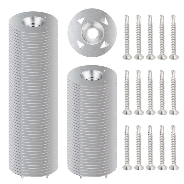 200Pcs Fastener Kit Board Hardware Set for Foam Board,100Pcs 1-1/8 Inch Galvanized Steel Washers for Installation and 100Pcs Stainless Steel Screws for Fastening