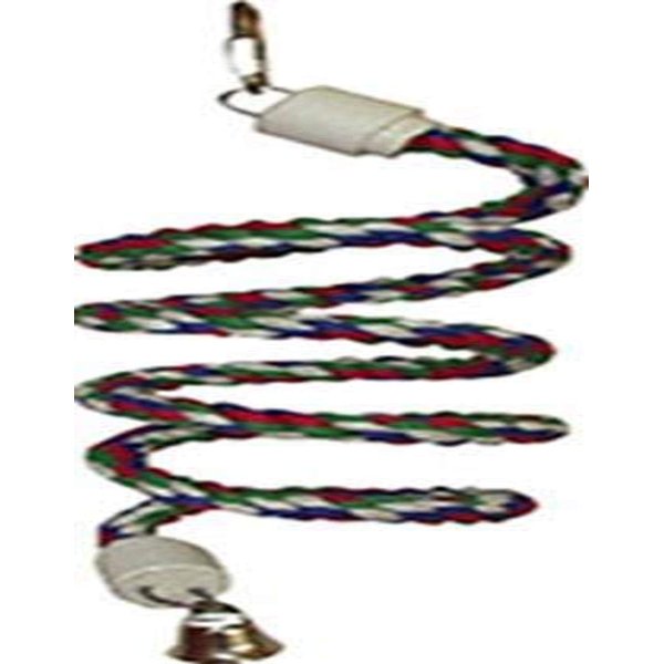 A&E CAGE COMPANY HB551 Happy Beaks Cotton Rope Boing with Bell Bird Toy, 5 by 52", Multicolor